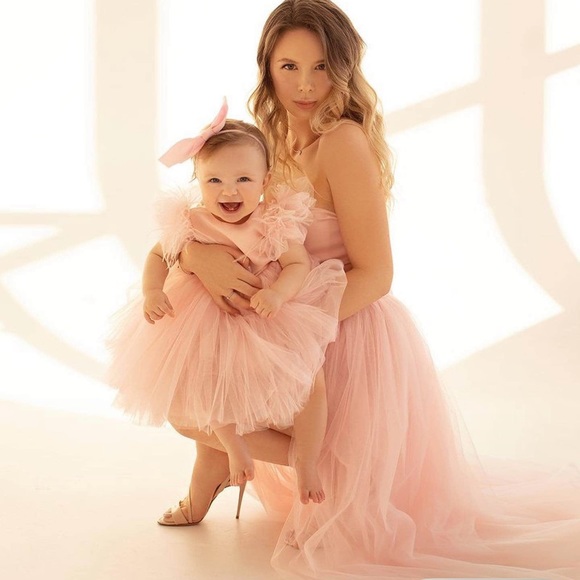 Matching Mommy and Me Dresses, First Birthday Dress, Blush Tulle Dresses - Picture 5 of 8